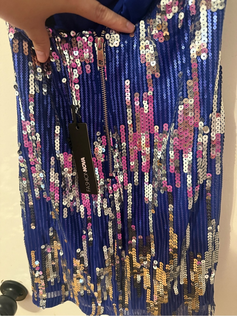 Fashion Nova Blue Sequin Halter Mini Dress - Picture 2 of 6